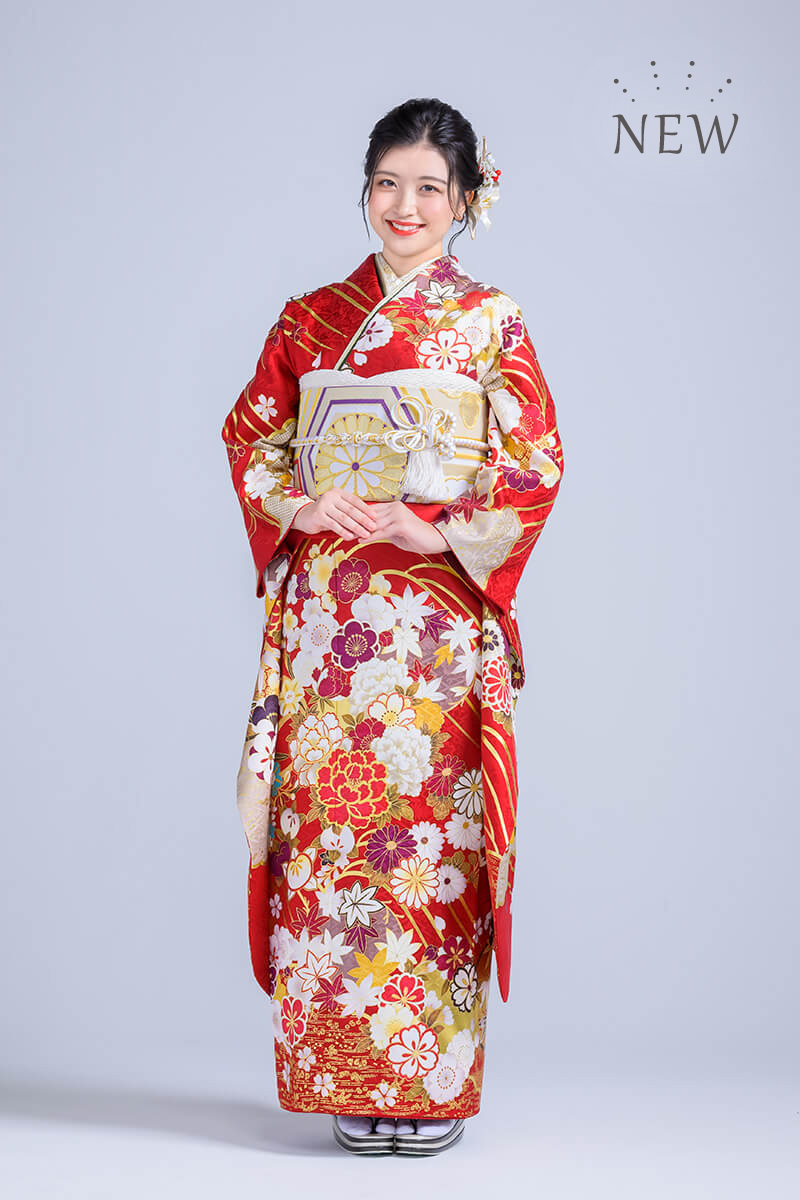 BY☆699☆ 振袖 成人式 正絹 着物 レトロ 水色 青 芍薬 花 モダン
